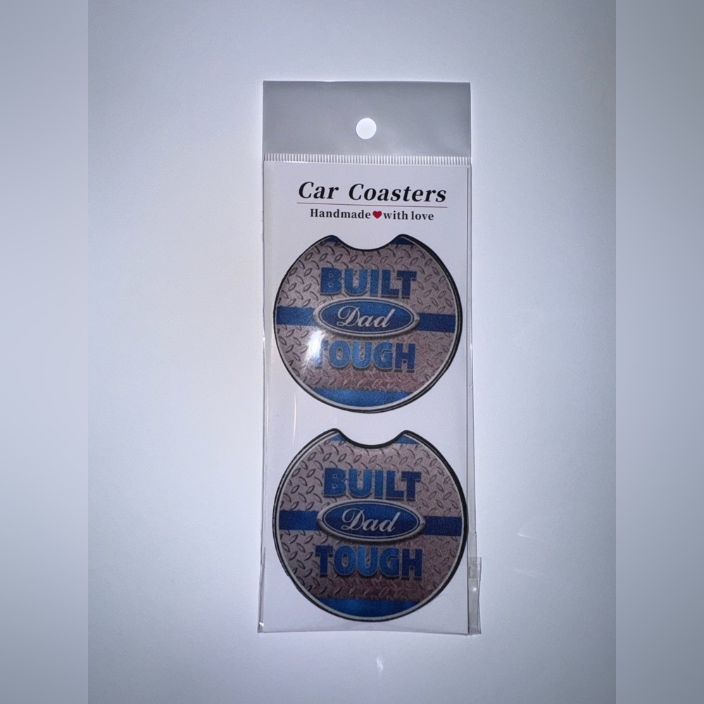 Built Dad Tough Car Coasters Set